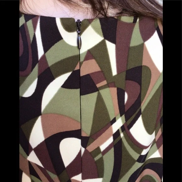 Connected Sleeveless Dress - Brown, Tan, Green and Cream - Picture 4 of 10